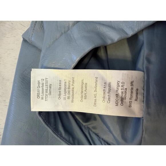 Orsay Blue Faux Leather Mini Skirt EUR 36 US Small Seam Detail A-Line - Picture 5 of 7